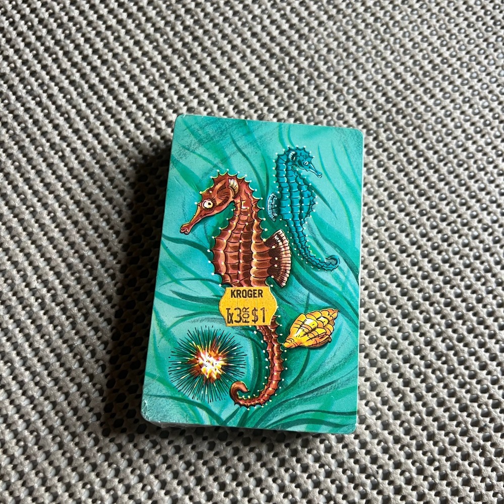 Vintage Trump Playing Cards Seahorse Nautical Made in USA Sealed Kroger Sticker